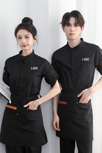 714-F3076P50控79/2025夏男女工作服衬衫立领餐厅工作服可卷袖子图片