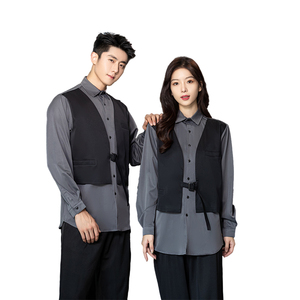 714-H3007P55控75/2025新款日系发型师工作服衬衫夜店制服假两件图片