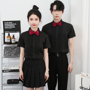 714-Y340P40控59/2025新款夏季短袖衬衫经典礼服工作服发型师夜店图片
