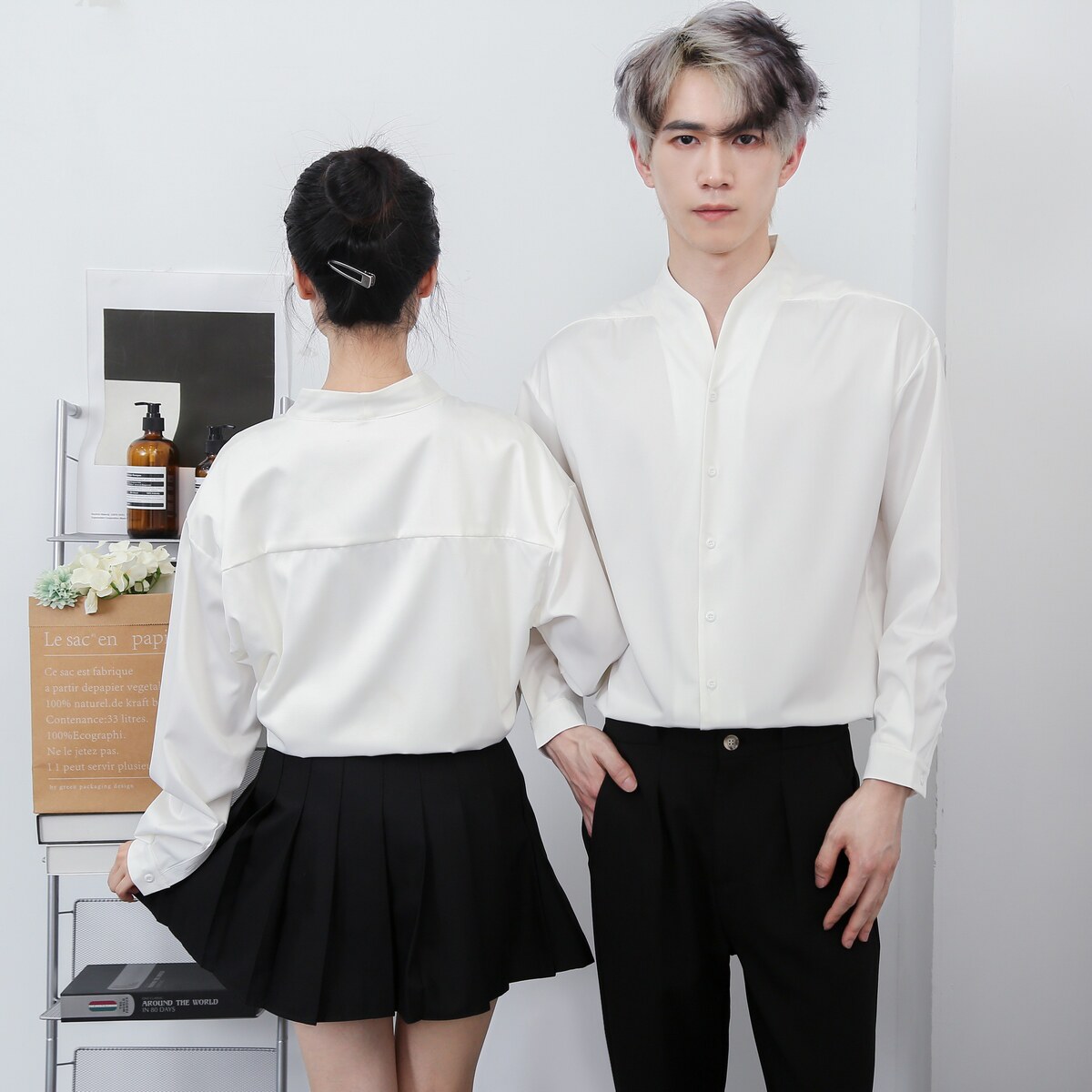 714-D3041P45控69/2025春季宽松立领衬衫风餐厅工作服团体服,男装衬衫,星座714(原C313)