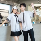 714-D641P45/2025夏季情侣装领带装饰条纹拼接短袖衬衫工作制服，男装T恤，星座714(原C313)