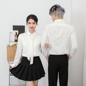 714-D18特P35控49/2025春季韩版男女工作服衬衫理发店奶茶店餐厅图片