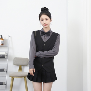714-H6008P55控79/2025秋发型师假两件台球城ktv工作服男女衬衫图片