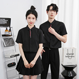 714-Y330P35控49/2025夏短袖衬衫奶茶西餐厅理发店logo定制工作服，男装T恤，星座714(原C313)