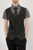 714-H6004P55控69/发型师ktv酒吧衬衫修身假两件工作制服假背带，男装衬衫，星座714(原C313)
