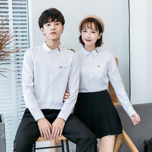 714-D05P45/情侣装2025春季新款男衬衫学生团体服服务员装S-5XL图片