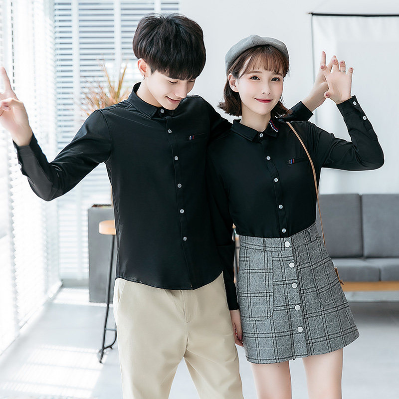 714-D05P45/情侣装2025春季新款男衬衫学生团体服服务员装S-5XL,男装衬衫,星座714(原C313)