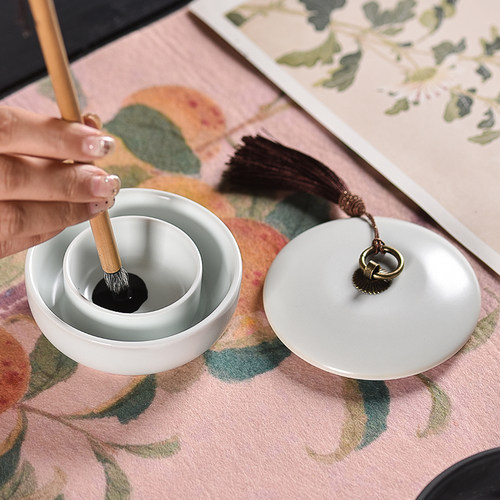 陶瓷火锅砚台双圈保湿防蒸发青瓷