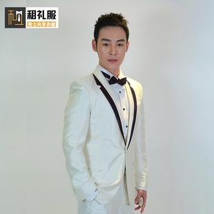 白色西装租赁明星款男士礼服出租新郎伴郎服装出租主持人年会租借