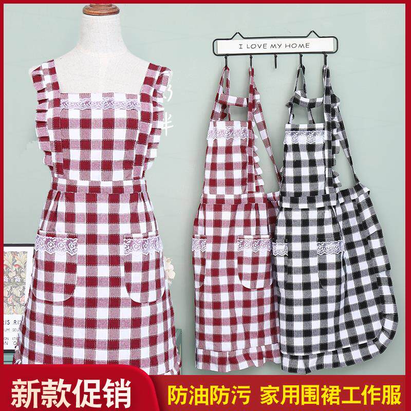 纯棉背带围裙夏季透气女