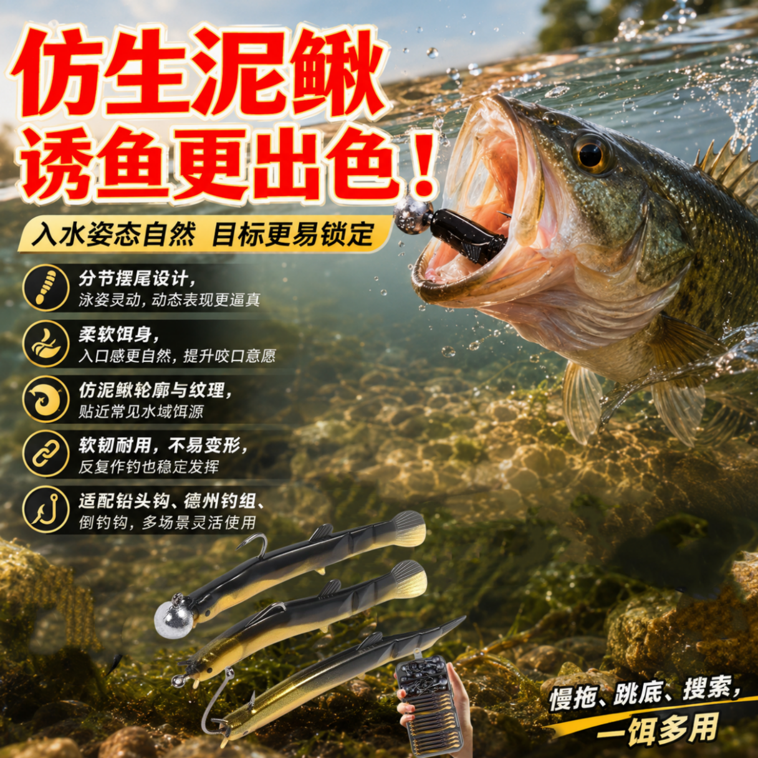 仿生泥鳅软饵加大T尾软虫路亚假饵鳜鱼翘嘴鲈鱼加腥味大黑鱼拟饵