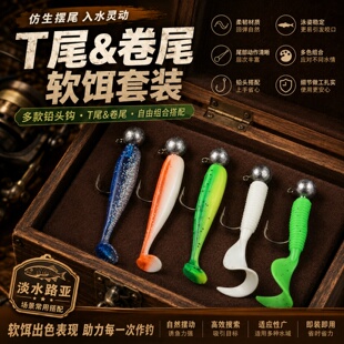 路亚T尾软饵海钓淡水铅头钩鳜鱼鲈鱼翘嘴倒钓沉水软虫虾腥假软饵