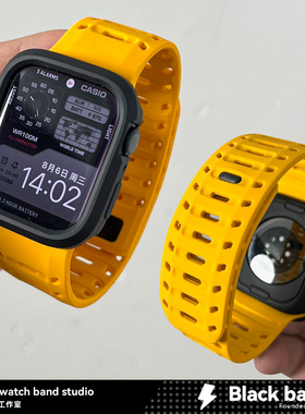 适用s10苹果手表ultra3透气se硅胶apple磁吸s11带s8/s9/7壳iwatch