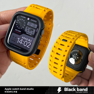 适用s10苹果手表ultra3透气se硅胶apple磁吸s11带s8 7壳iwatch