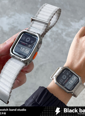 苹果s10手表ultra3尼龙applewatchs11表带s8钩扣s9壳s7iwatch/se2