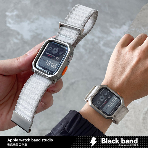 苹果s10手表ultra3尼龙applewatchs11表带s8钩扣s9壳s7iwatch/se2