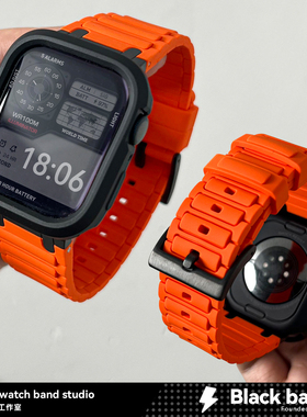 适用s11苹果手表ultra3金属ap扣apple硅胶s10表带s9/se壳iwatch8