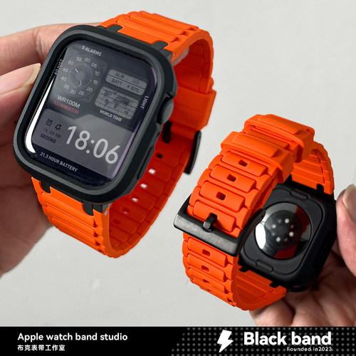适用s11苹果手表ultra3金属ap扣apple硅胶s10表带s9/se壳iwatch8