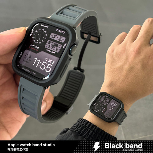 s10苹果手表ultra3百叶窗iwatchS11磁吸apple表带s9硅胶S7/S8/SE2
