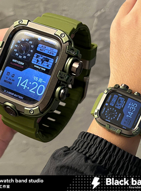 适用s11苹果手表ultra3金属appleS10橡胶s7表带s8/s9装甲壳iwatch