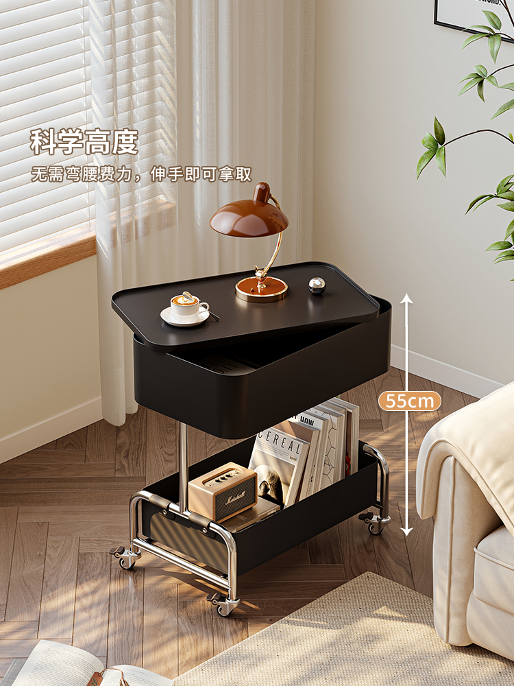 创意边几可移动茶几现代简约沙发边柜客厅小推车置物架带轮小桌子