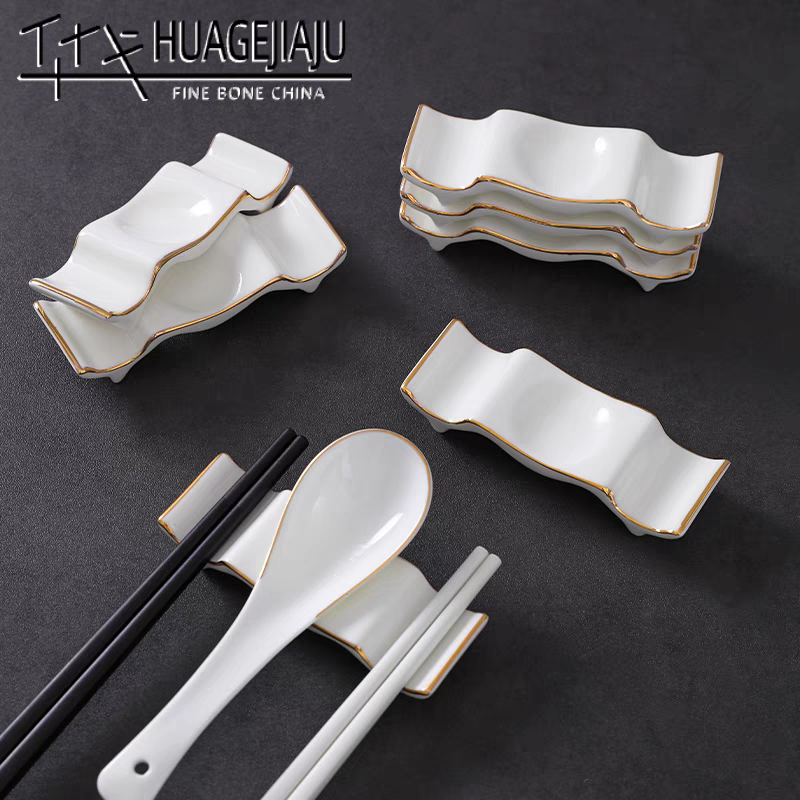 金边陶瓷筷架两用多用筷子架汤匙勺子托筷架筷子托架筷托纯白商品,餐饮具,餐具笼/架,淘宝优惠券,粉丝福利购,淘宝优惠卷