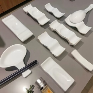 10 个装 金边纯白色陶瓷筷子架筷架筷托放筷子架创意酒店摆台餐具