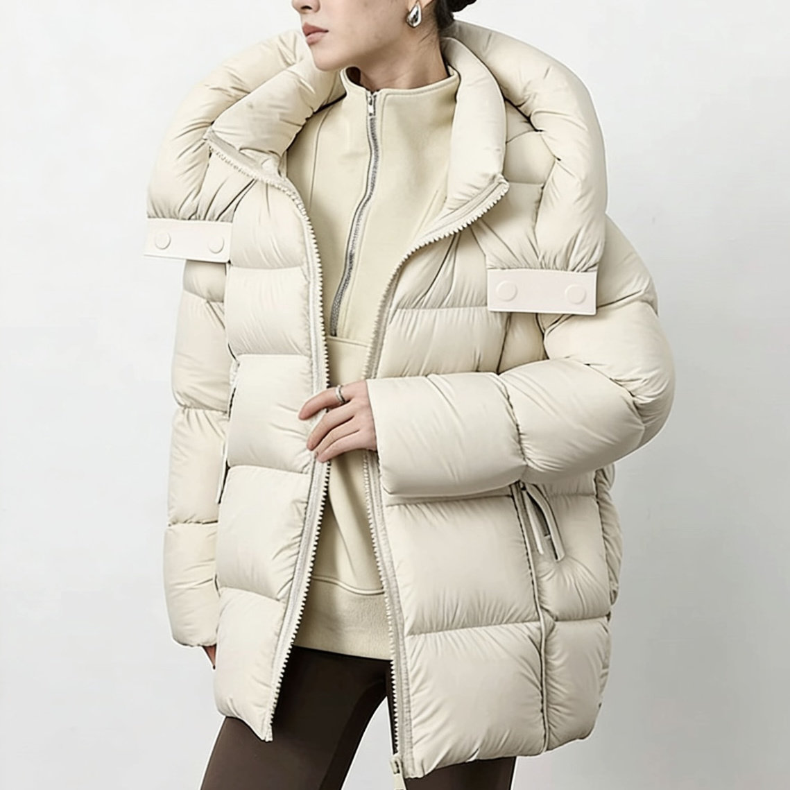 ding级鹅绒中长款连帽白鹅绒羽绒服女宽松显瘦保暖外套龟背羽绒服,女装/女士精品,羽绒服,淘宝优惠券,粉丝福利购,淘宝优惠卷