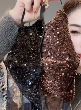 网红同款丝绒刺绣小亮片立体保暖口罩女款防风颜值高冬款