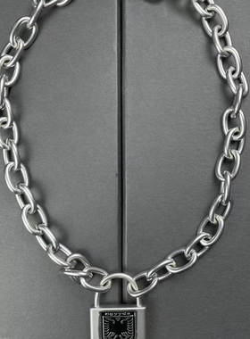 CGYYDS  四周年福利 双银色朋克双头鹰可调节纯铜锁头锁链项链