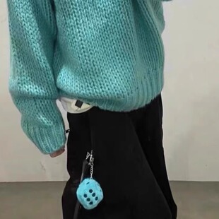 自主22FW毛绒骰子钥匙扣配件公仔挂饰男女同款 卡通可爱挂件