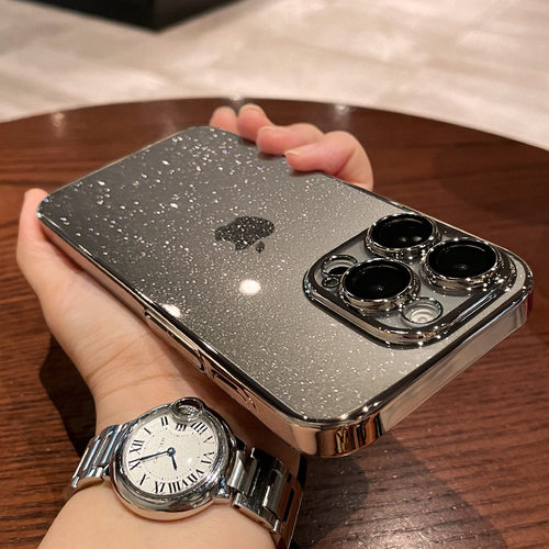 苹果16ProMax电镀星空闪粉防摔PC