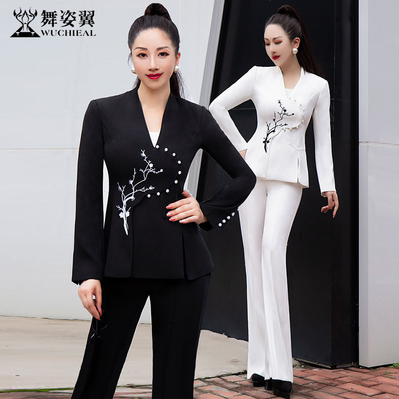 舞姿翼修身礼仪服中式上衣裤子