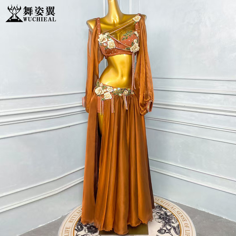 舞姿翼肚皮舞演出服真丝缎套装
