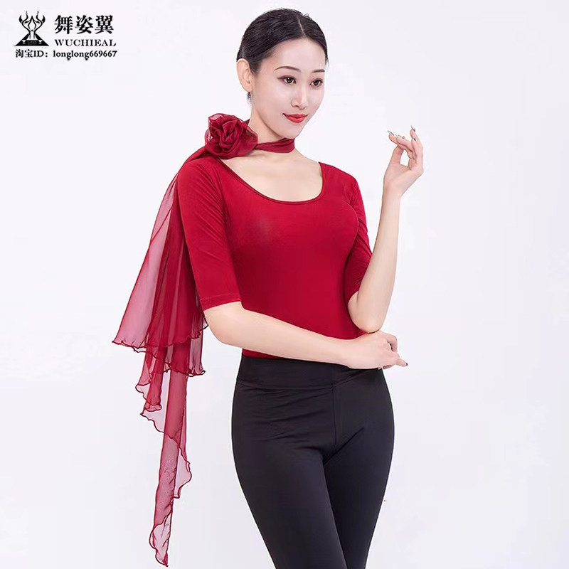 舞姿翼形体服配饰颈部装饰小花礼仪服脖花飘纱别针丝巾花饰品T012