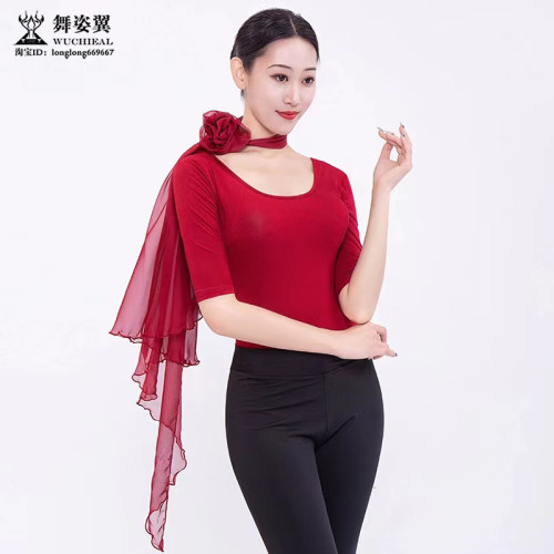 舞姿翼形体服配饰品小花飘纱丝巾