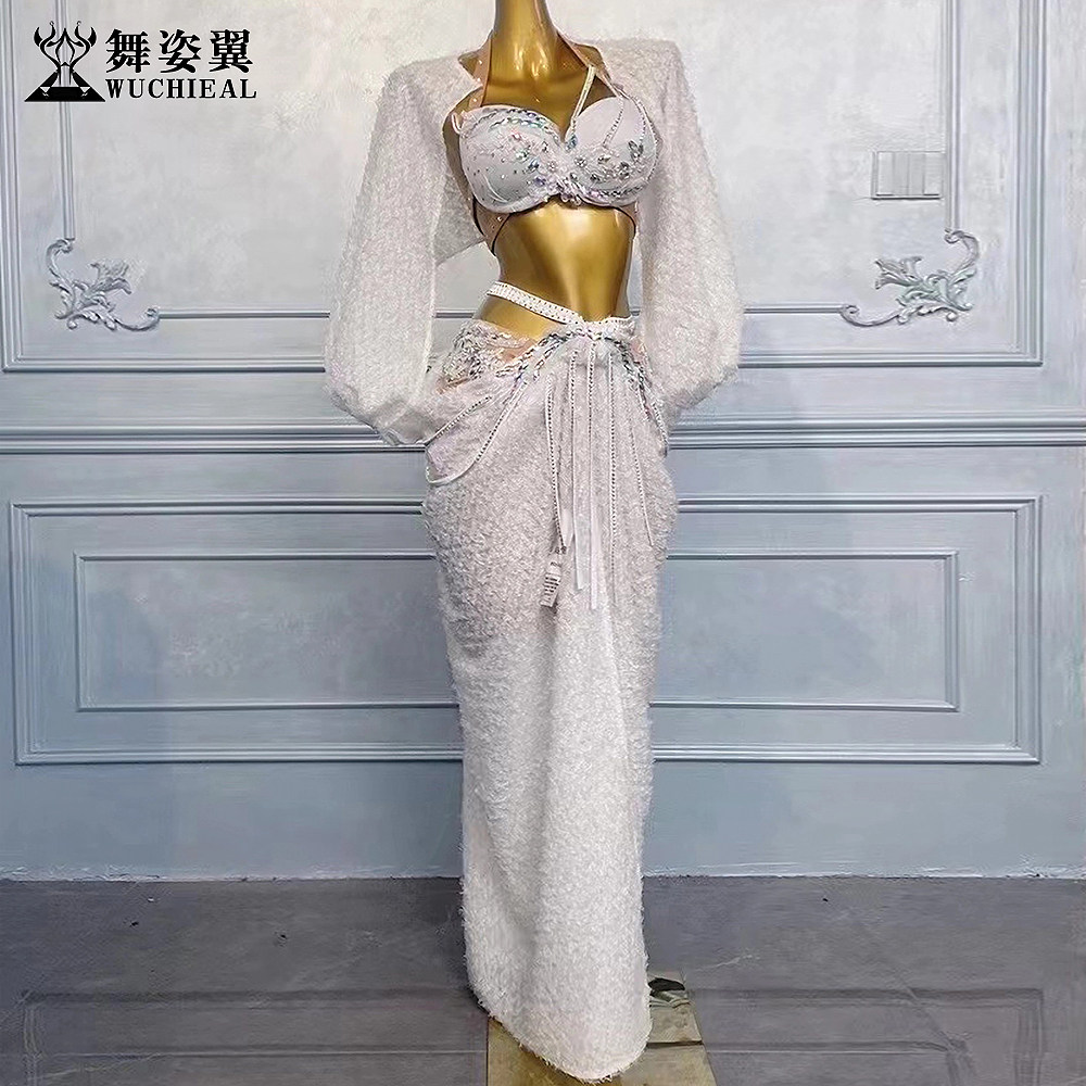 舞姿翼演出服套装飘袖文胸长裙
