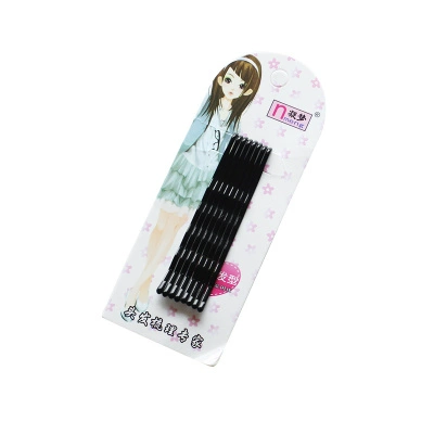 Черная заколка для волос, челка, невидимые шпильки для волос, волнистый аксессуар для волос, в корейском стиле