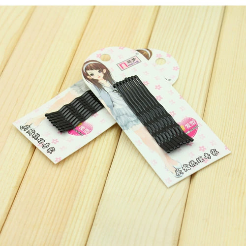 Черная заколка для волос, челка, невидимые шпильки для волос, волнистый аксессуар для волос, в корейском стиле