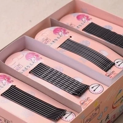 Черная заколка для волос, челка, невидимые шпильки для волос, волнистый аксессуар для волос, в корейском стиле