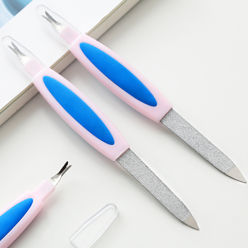 美甲工具二合一指甲搓去死皮叉不锈钢双头锉刀多功能抛光指甲锉条