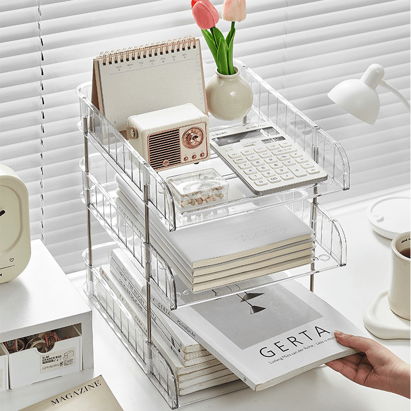 专用透明可视文件架桌面收纳柜文件收纳整理文具办公室A4纸懒人