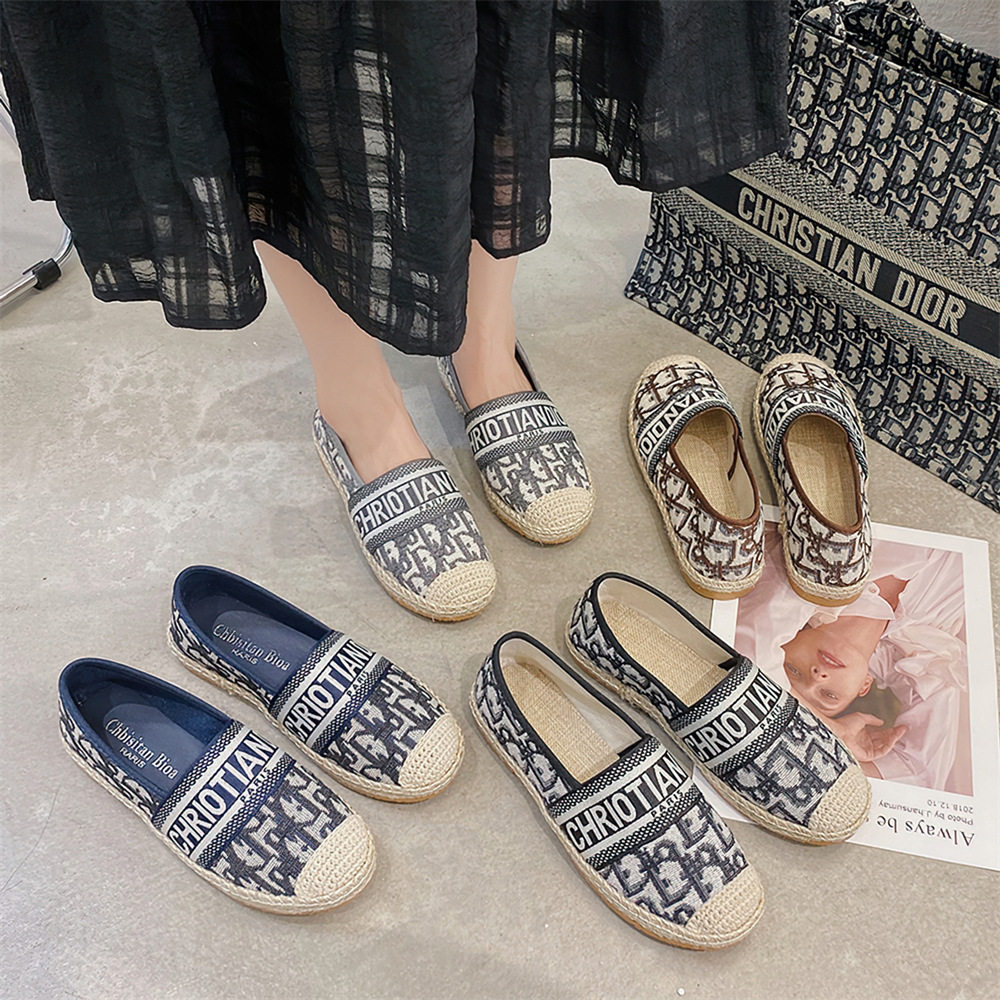 Espadrilles 外贸渔夫鞋女2025新款一脚蹬鞋小香风麻绳鞋女帆布鞋