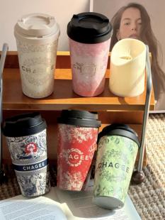 正版霸王茶姬限定玻璃杯黑金蓝白保温杯礼物情侣水杯包茶马古道