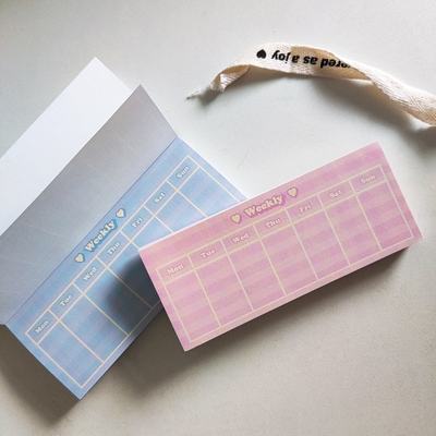 【分装】韩国便签周计划weekly粉蓝格子盐系ins风迷你手帐素材纸