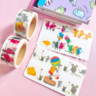 【分装】日本表现社可爱彩色小老鼠和纸胶带 盐系手帐