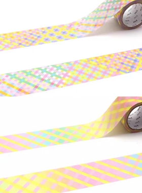 【分装】日本mt pippop系列 斜纹网格 荧光格纹渐变彩色 和纸胶带