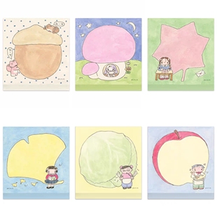 【分装】韩国 peacefull 插画ins风治愈女孩 苹果松果手帐便签