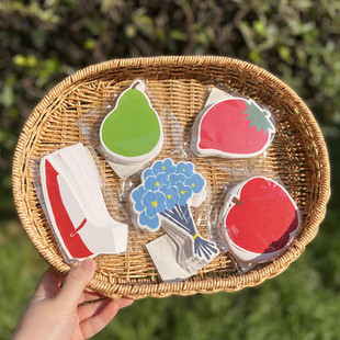 【分装】日本仓敷意匠便签mitsou贺卡苹果草莓梨子鲜花束感谢卡片