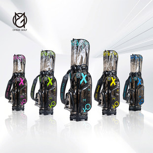 OMNIX 轻便 GOLF高尔夫球包黑透明6格9寸站立包透明多巴胺运动时尚